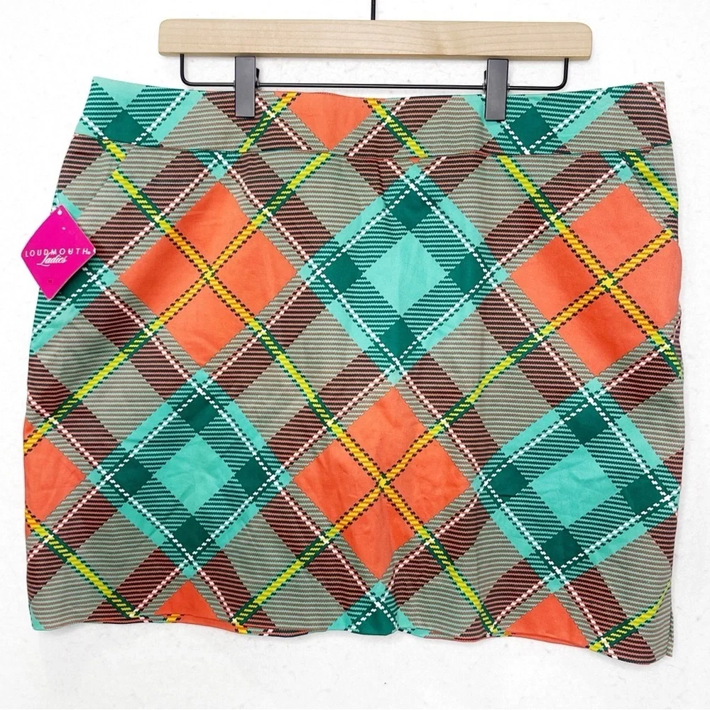 Loudmouth Golf Skort Skirt Pebble Peach Plaid Size 16
